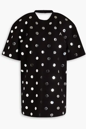 AREA Crystal-embellished appliquéd jersey T-shirt