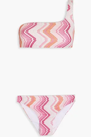 Missoni One-shoulder metallic crochet-knit bikini