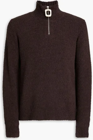 J.W.Anderson Bouclé-knit cotton-blend half-zip sweater - Brown
