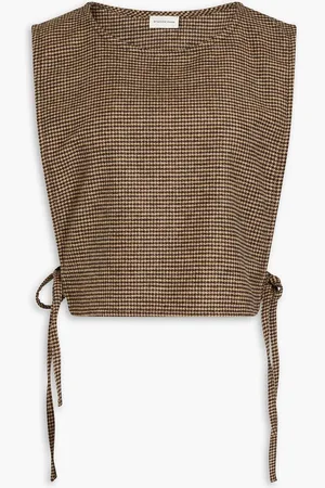 By Malene Birger Rossey cropped houndstooth tweed top