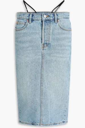 Alexander Wang Crystal-embellished denim skirt - Blue