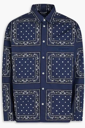 Jacquemus Baou printed cotton-poplin shirt - Blue