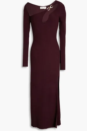 Nicholas Cutout embellished ribbed-knit midi dress - Purple