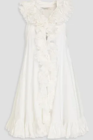 Serafini Serafini ruffled cotton-poplin mini dress - White