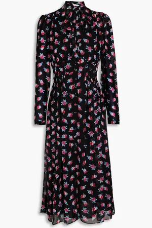 Diane von Furstenberg Erica pussy-bow floral-print crepe de chine midi dress