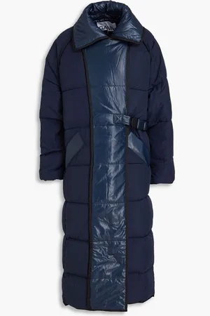 Ganni Quilted ripstop and shell coat - Blue