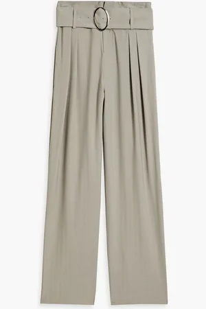 IRO Orida belted herringbone jacquard wide-leg pants - Gray
