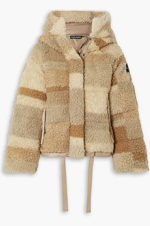 Holden Sherpa quilted faux shearling hooded down jacket - Neutral