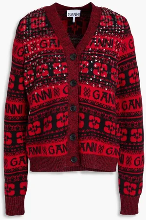 Ganni Sequin-embellished jacquard-knit cardigan