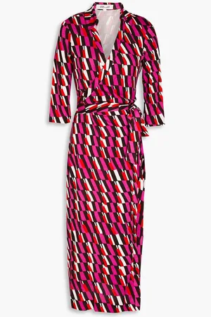 Diane von Furstenberg Abigail printed silk-jersey midi wrap dress - Pink