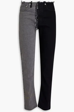 Maison Margiela Slim-fit paneled printed denim jeans