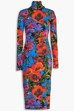 Dolce & Gabbana Floral-print stretch-jersey turtleneck dress