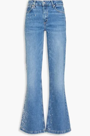 Paige Sabine pained mid-rise bootcut jeans - Blue