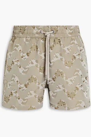 Frescobol Carioca Short-length camouflage-print jacquard swim shorts - Green