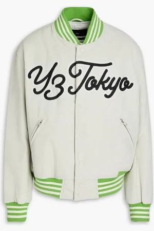 Y-3 Embroidered quilted faille bomber jacket - Gray