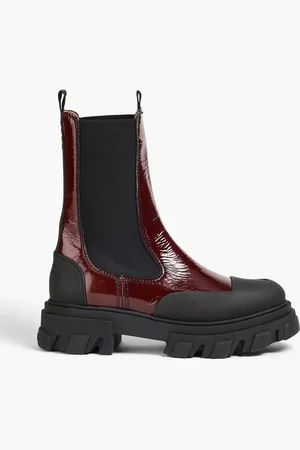 Ganni Patent-leather Chelsea boots