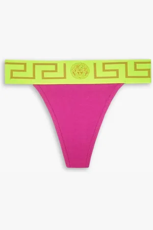 VERSACE Stretch-cotton jersey thong - Pink