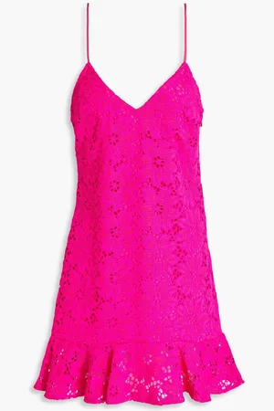 ROTATE Ruffled corded lace mini dress - Pink