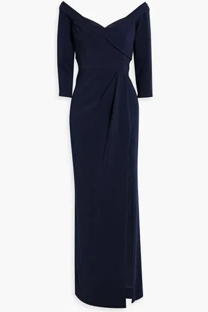 Marchesa Notte Draped crepe gown - Blue