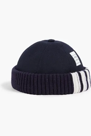 Thom Browne Appliquéd striped wool-felt hat - Blue
