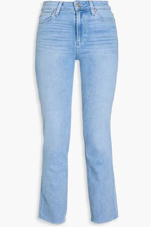 Paige Cindy cropped high-rise straight-leg jeans - Blue