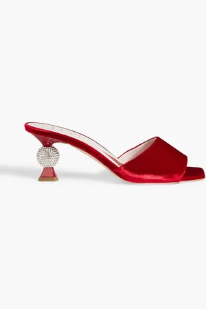 Roger Vivier Mariene Strass velvet mules - Burgundy