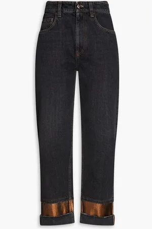 Brunello Cucinelli Cropped high-rise straight-leg jeans - Gray