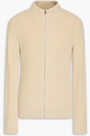 Sandro Ribbed wool-blend cardigan - Neutral