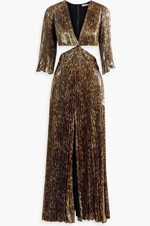 ALICE+OLIVIA Alice Olivia - Bahama metallic leopard-print plissé silk-blend maxi dress