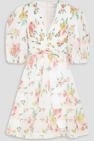 ZIMMERMANN Floral-print plissé-organza mini dress