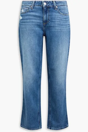 Paige Noella distressed high-rise straight-leg jeans - Blue