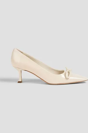 Salvatore Ferragamo Annie bow-detailed patent-leather pumps - White