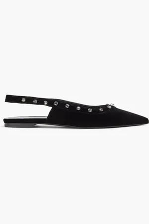 Fabiana Filippi Crystal-embellished velvet slingback point-toe flats
