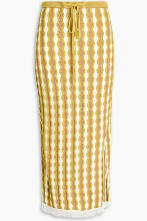 Diane von Furstenberg Linsina intarsia-knit midi skirt - Yellow