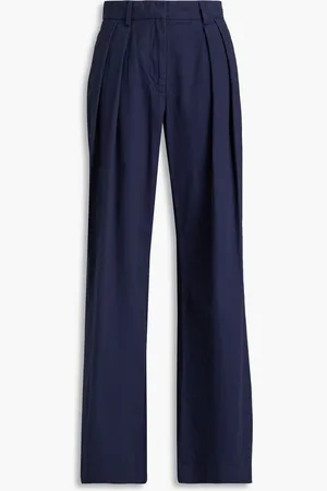 Staud Luisa cotton-twill straight-leg pants - Blue