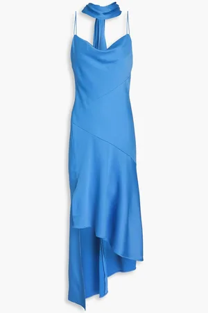 ALICE+OLIVIA Alice Olivia - Harmony draped silk-satin midi slip dress - Blue