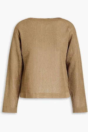 Alberta Ferretti Ribbed linen top - Neutral