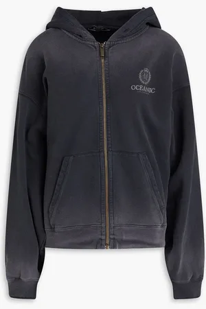 Holzweiler Printed cotton-fleece zip-up hoodie - Gray