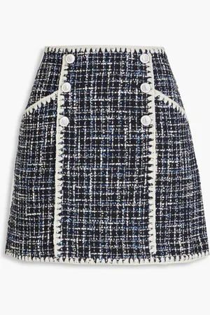 VERONICA BEARD Medford embellished cotton-blend tweed mini skirt - Blue