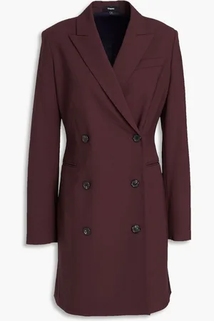 THEORY Double-breasted wool-blend mini dress - Purple