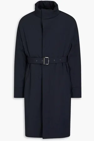 Giorgio Armani Belted stretch-shell coat - Blue