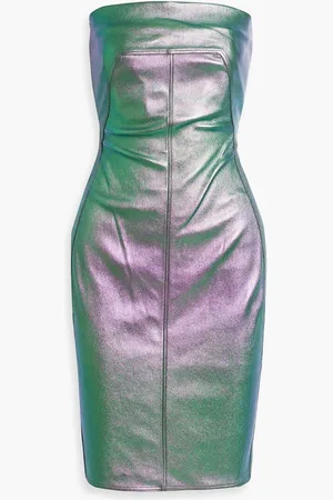 Rick Owens Strapless iridescent-effect leather-blend mini dress