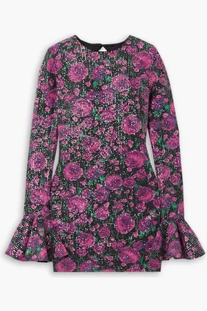 ROTATE Rosita open-back sequined floral-print chiffon mini dress