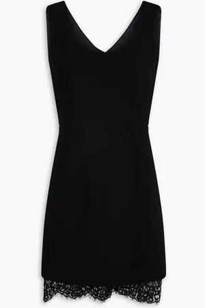Dolce & Gabbana Lace-trimmed wool-blend crepe mini dress