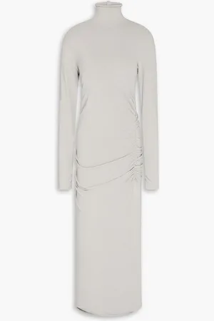 James Perse Ruched cotton-blend jersey midi dress - Gray