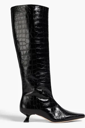 REJINA PYO Pillar croc-effect leather knee boots
