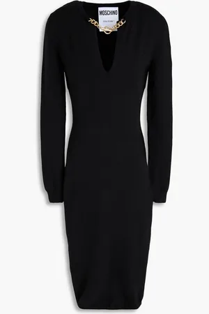 Moschino Chain-embellished wool midi dress