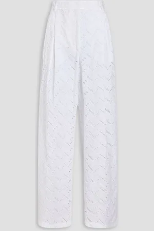 Missoni Pleated broderie anglaise cotton wide-leg pants
