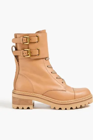 See by Chloé Mallory buckled leather combat boots - Brown