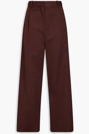 Loulou Studio Idai cotton and linen-blend twill wide-leg pants - Burgundy